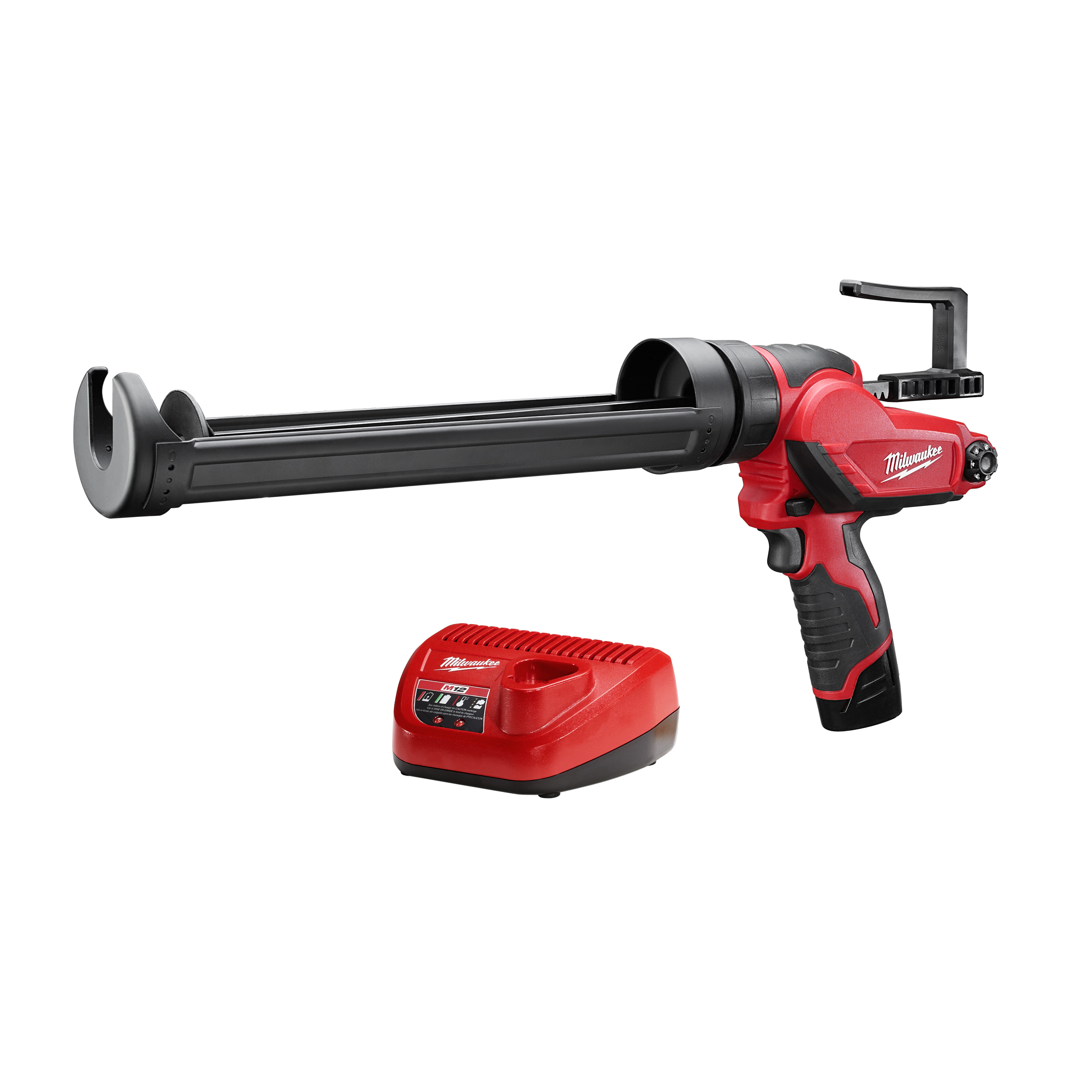 MILW 2444 21 Milwaukee M12 2444 21 Compact Cordless Caulk Gun Kit 29 oz Capacity 400 lb 12 VDC M12 REDLITHIUM Lithium Ion Battery Metal Housing Directools